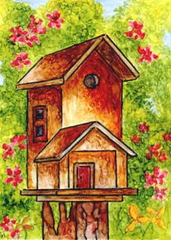 "Home Tweet Home" by Sandy Isely, Ashland WI - Alcohol Inks
